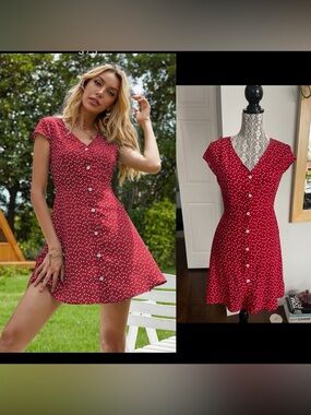 New Adorable Heart ♥️ Button Up Mini Dress. Medium